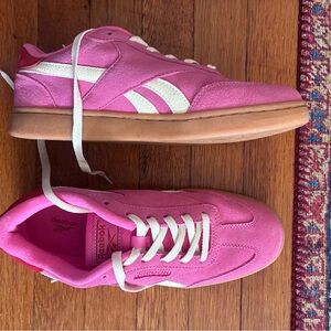Reebok Hot Pink Suede Low-Top Sneakers with White Accents